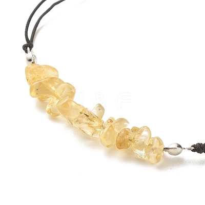Natural Citrine(Dyed & Heated) Chips Braided Bead Bracelet BJEW-JB08019-11-1