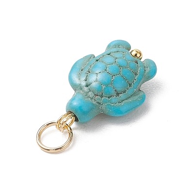 6Pcs 2 Colors Dyed Synthetic Turquoise Pendants PALLOY-JF05173-01-1