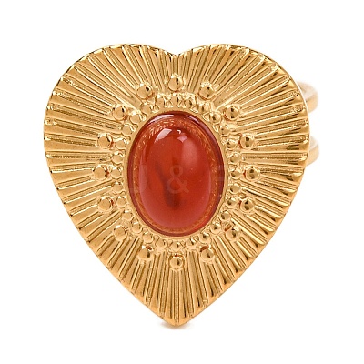 Oval Natural Carnelian Finger Rings RJEW-Q822-21G-03-1
