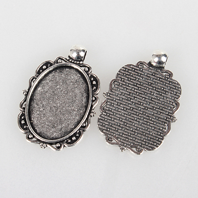 Vintage Tibetan Style Alloy Pendant Cabochon Bezel Settings TIBEP-O006-51AS-1
