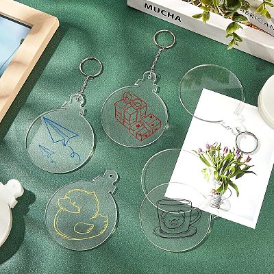 Transparent Acrylic Disc Pendants TACR-NB0001-07B-1