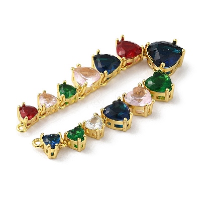 Rack Plating Brass Glass Connector Charms KK-F854-15G-1