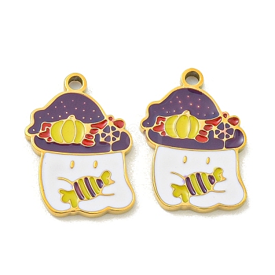 Halloween Theme Ion Plating(IP) 304 Stainless Steel Enamel Pendants STAS-M011-01D-1
