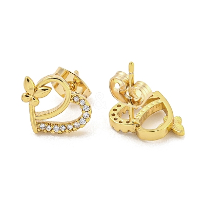 Brass Micro Pave Cubic Zirconia Ear Studs EJEW-P261-27D-G-1