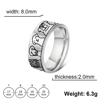 304 Stainless Steel Dog Pattern Finger Rings WGEC5FF-02-1