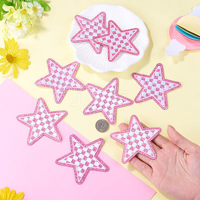 8Pcs Star with Lattice Computerized Embroidery Polyester Iron on/Sew on Patches PATC-TA0001-49A-1