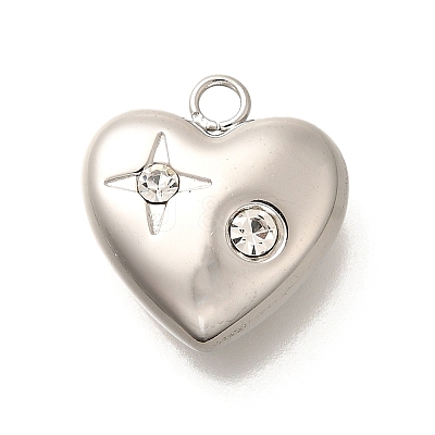 304 Stainless Steel Rhinestone Pendants STAS-M109-10P-02-1