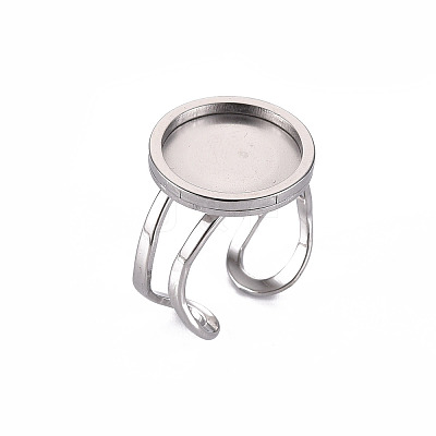 Tarnish Resistant 201 Stainless Steel Cuff Ring Findings STAS-S080-040C-P-1