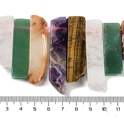 Natural Amethyst & Green Aventurine & Tiger Eye & Rose Quartz & Red Agate Beads Strands G-L551B-10-1