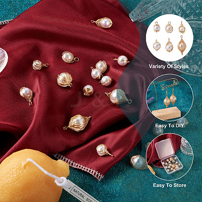 24Pcs 6 Style ABS Plastic Imitation Pearl Wire Wrapped Pendants KK-SW0001-07-1