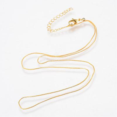 Real 18K Gold Plated Brass Box Chains Necklaces MAK-R014-G-1