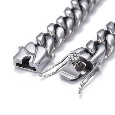 Tarnish Resistant Men's 304 Stainless Steel Cuban Link Chain Bracelets BJEW-P263-B03-P-1