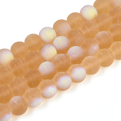 Frosted Transparent Glass Beads Strands GLAA-T032-T8mm-MBB08-1
