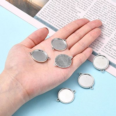 Tibetan Style Alloy Cabochon Connector Settings TIBE-M022-11AS-1