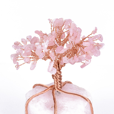 Natural Rose Quartz Chips and Rose Quartz Pedestal Display Decorations G-S282-07-1