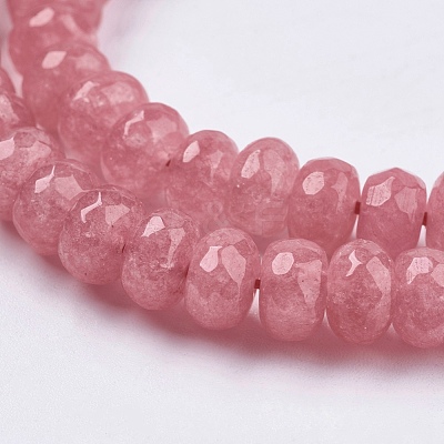 Natural White Jade Bead Strands G-R171-6x8mm-06-1
