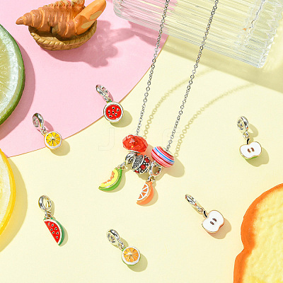 8Pcs 8 Styles Alloy Enamel European Dangle Charms ENAM-CJ0007-04-1