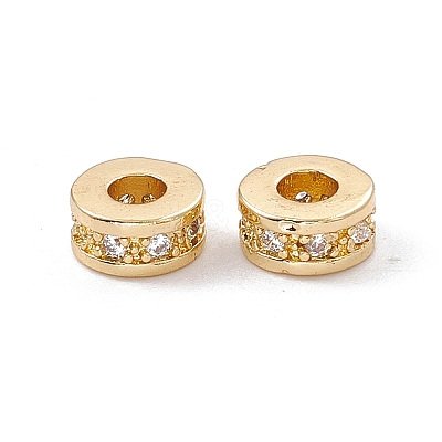 Brass Micro Pave Cubic Zirconia Beads ZIRC-F009-31LG-1
