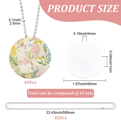 45Pcs Blank Double-sided Heat Transfer Aluminium Pendants DIY-SP0006-29A-1