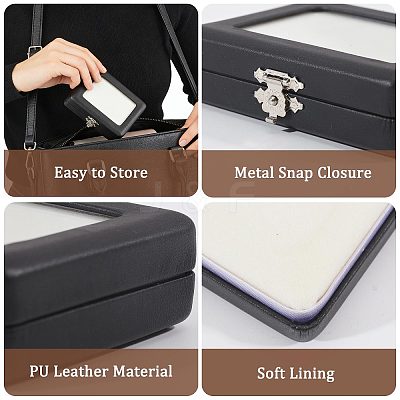 PU Imitation Leather Loose Diamond Storage Boxes with Clear Acrylic Hinged Lid & Beige Velvet Inside AJEW-WH0817-035-1