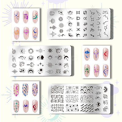 Stainless Steel DIY Nail Art Templates MRMJ-WH0092-011-1