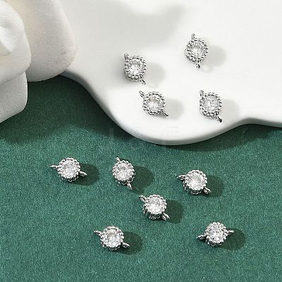 SHEGRACE Brass Pave Clear Cubic Zirconia Flat Round Connector Charms XGRQ3D158-499P-1