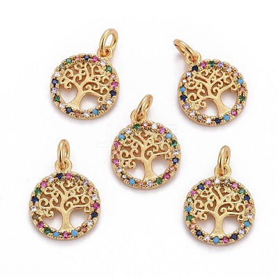 Brass Micro Pave Cubic Zirconia Charms ZIRC-L070-45G-1