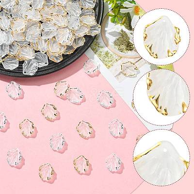 200Pcs 2 Colors Frosted Plastic Petal Pendants KY-FS0001-49-1