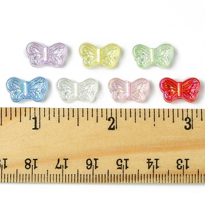 105Pcs 7 Colors UV Plating Iridescent Transparent Acrylic Beads OACR-FS0001-88-1