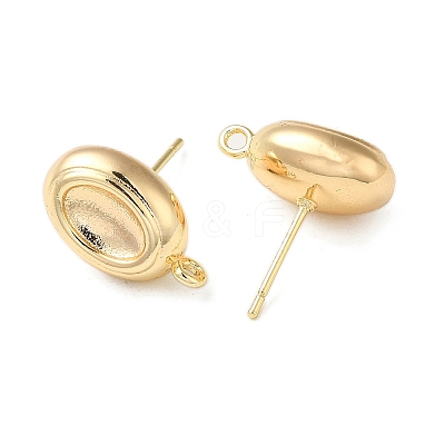 Brass Stud Earring Finding with Loops KK-C042-06G-1