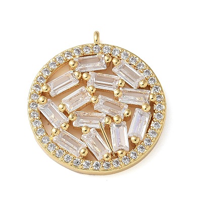 Brass Micro Pave Cubic Zirconia Pendants KK-C086-01G-1