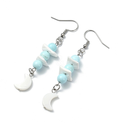 Natural Freshwater Shell and Howlite Dangle Earrings EJEW-JE07169-1