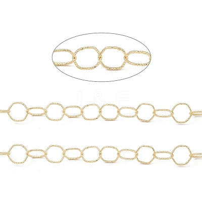 Brass Textured Hexagon Link Chains CHC-M025-33G-1