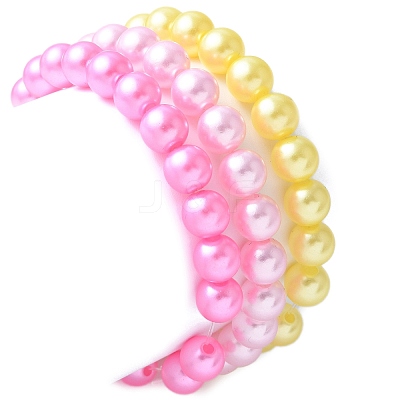 3Pcs 3 Colors ABS Plastic Imitation Pearl Beads Stretch Bracelets BJEW-JB11585-1