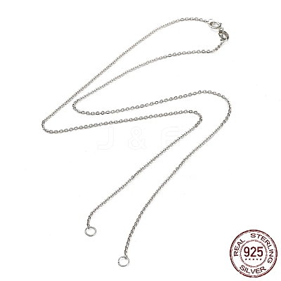 Rhodium Plated 925 Sterling Silver Cable Chains Necklace Makings STER-B001-03P-A-1