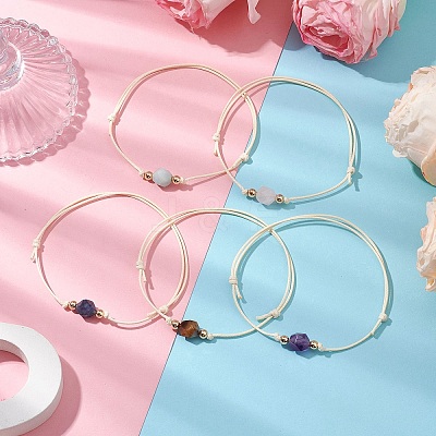 5Pcs Natural Gemstone Braided Bead Bracelets for Women BJEW-JB11355-S-1