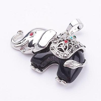 Natural Dyed & Heated Black Agate Pendants G-P268-07-1