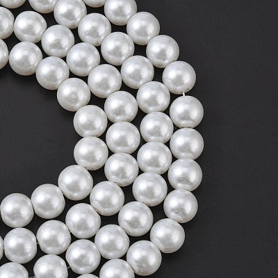 White Glass Pearl Round Loose Beads For Jewelry Necklace Craft Making X-HY-10D-B01-1