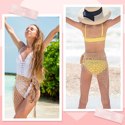 Polyester Women Crochet Beach Cover Up Sarong Wrap AJEW-WH20007-71-1