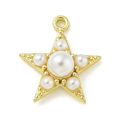 Zinc Alloy Acrylic Pearl Pendants PALLOY-F310-06G-01-1