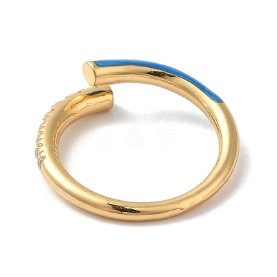 Rack Plating Brass Cubic Zirconia Open Cuff Rings for Women RJEW-S407-04G-1