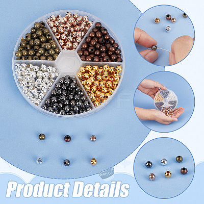 420Pcs 6 Colors Iron Spacer Beads IFIN-PH0002-23-1