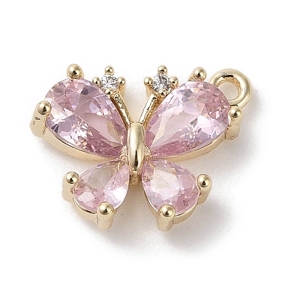 Brass Micro Pave Cubic Zirconia Charms KK-G491-28G-03-1