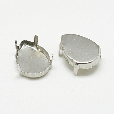 Non-Tarnish 201 Stainless Steel Sew on Prong Settings STAS-T032-02-13x18mm-1