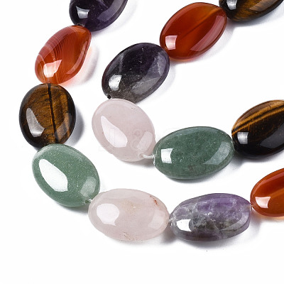 Natural Green Aventurine & Rose Quartz & Red Agate & Tiger Eye & Amethyst Beads Strands G-S364-095-1