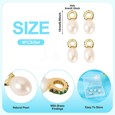 4Pcs Natural Cultured Freshwater Pearl Pendants PALLOY-TAC0177-1