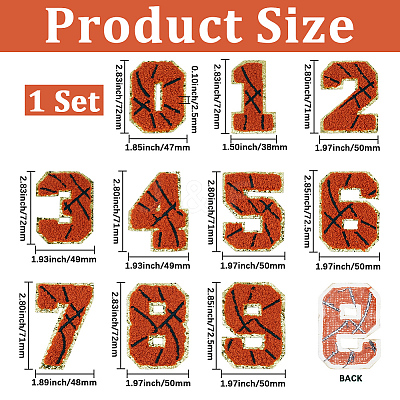 1Bag Sport Theme Number 0~9 Embroidery Cloth Iron on/Sew on Patches PATC-CY0001-65B-1