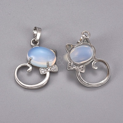 Opalite Kitten Pendants G-L512-R21-1