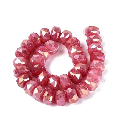 Electroplate Crackle Imitation Jade Glass Beads Strands EGLA-Q135-01A-C11-1