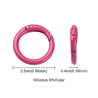 10Pcs 10 Colors Spray Painted Eco-Friendly Alloy Spring Gate Rings FIND-YW0002-27-1